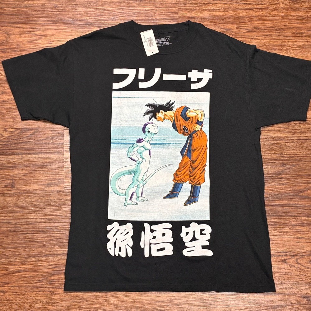 Dragon Ball Z Goku Frieza Graphic T-Shirt Black Large NWT Anime DBZ